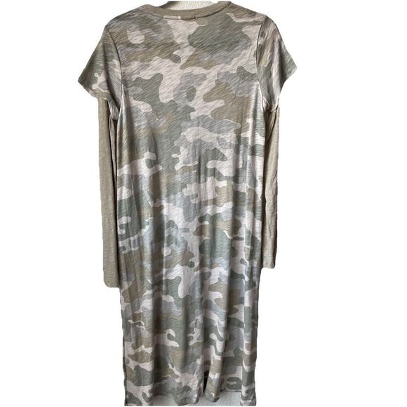 New ATM Anthony Thomas Melillo Slub-Knit Layered Midi Dress in Camo Medium - Picture 7 of 8